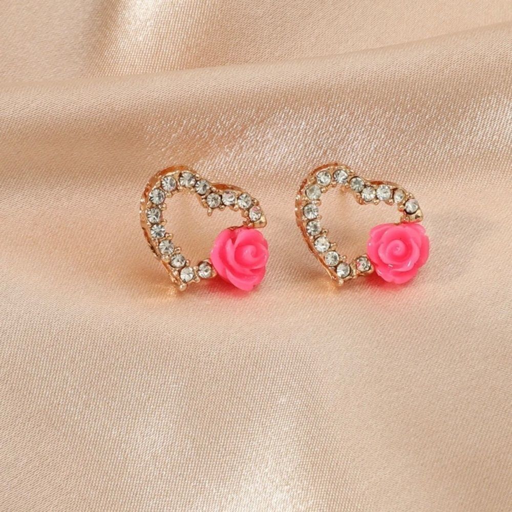 Rhinestone Heart Earrings 